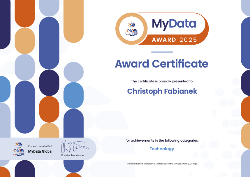 MyData Award Individuals 2025 Christoph Fabianek